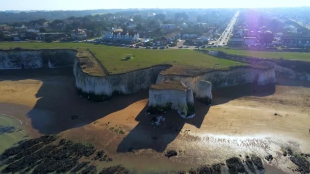 Flight Botany Bay Its White Cliffs Kent Aerial View — Stock Video