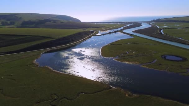 Amazing Seven Sisters Country Park Sussex Uitzicht Lucht — Stockvideo