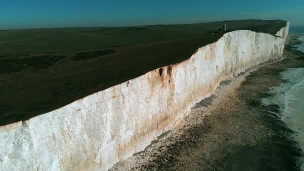 Volo Sulle Bianche Scogliere Della Costa Del Sud Inghilterra Vista — Video Stock