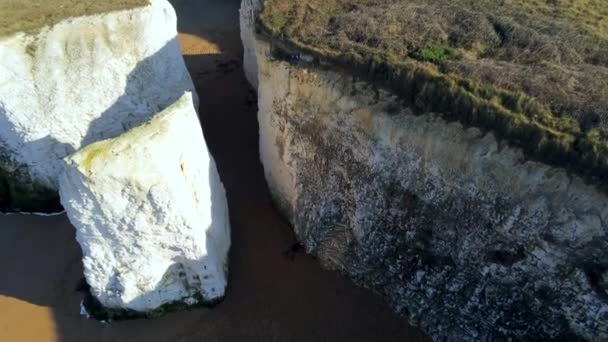 Falésias Brancas Pedras Giz Botany Bay England Vista Aérea — Vídeo de Stock