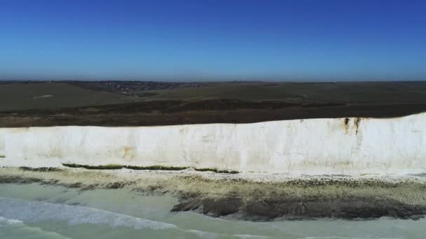 Vlucht Witte Klippen Van Kust Van Zuid Engeland Lucht Mening — Stockvideo