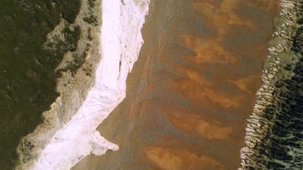 Seven Sisters Coastline England Its White Cliffs Aerial View — Stock Video