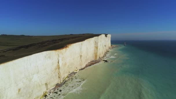 Voo Sobre Falésias Brancas Costa Sul Inglaterra Vista Aérea — Vídeo de Stock