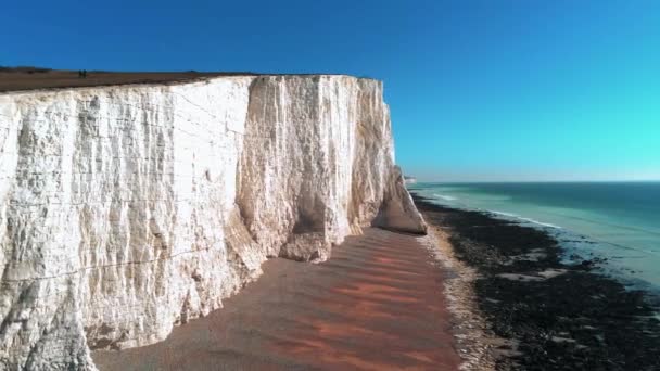 Vuelo Sobre Los Maravillosos Acantilados Blancos Costa Sur Inglaterra Vista — Vídeos de Stock