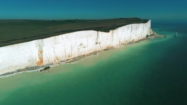 Witte Klippen Van Engeland Sussex Van Boven Lucht Mening — Stockvideo