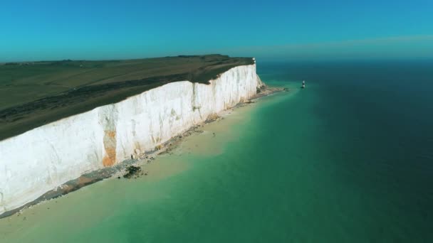 Voo Sobre Falésias Brancas Costa Sul Inglaterra Vista Aérea — Vídeo de Stock