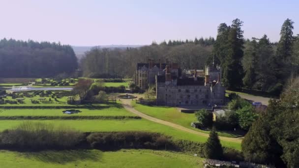 Famosa Casa Rhinefield New Forest National Park Vista Aérea — Vídeo de Stock