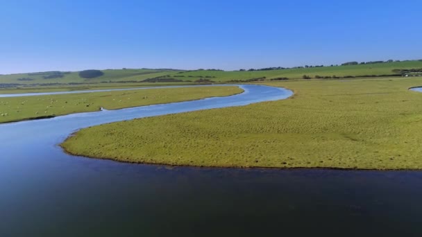 Prachtige Natuur Bij Seven Sisters Country Park Engeland Bovenaanzicht — Stockvideo