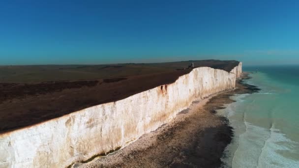 Voo Sobre Falésias Brancas Beachy Head Sete Irmãs Inglaterra Vista — Vídeo de Stock