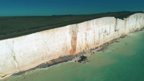 Voo Sobre Falésias Brancas Costa Sul Inglaterra Vista Aérea — Vídeo de Stock