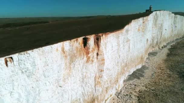 Voo Sobre Falésias Brancas Costa Sul Inglaterra Vista Aérea — Vídeo de Stock