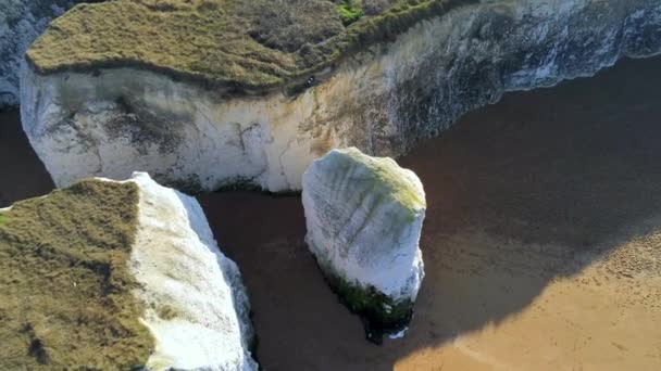 Voo Sobre Botany Bay Com Seus Penhascos Brancos Kent Vista — Vídeo de Stock