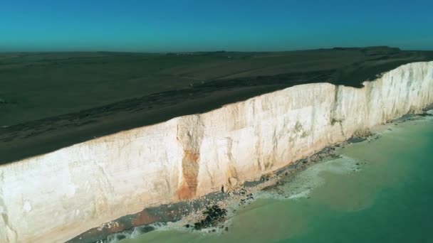 Vlucht Witte Klippen Van Kust Van Zuid Engeland Lucht Mening — Stockvideo