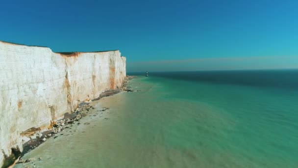 Voo Sobre Falésias Brancas Costa Sul Inglaterra Vista Aérea — Vídeo de Stock