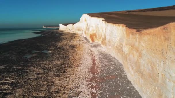 Flight White Cliffs Beachy Head Seven Sisters England Aerial View — Stock Video