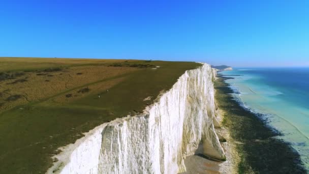 Survol Des Magnifiques Falaises Blanches Côte Sud Anglaise Vue Aérienne — Video