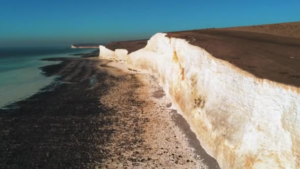 Witte Kliffen Van Seven Sisters Van Bovenaf Bovenaanzicht — Stockvideo