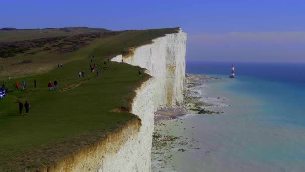 英国南部海岸七姐妹的白色悬崖 旅游摄影 — 图库视频影像
