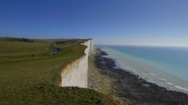 Falésias Brancas Sete Irmãs Costa Sul Inglaterra Viagens Fotos — Vídeo de Stock