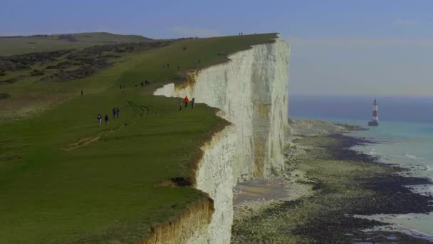 Wzgórza Beachy Head Eastbourne Słoneczny Dzień — Wideo stockowe