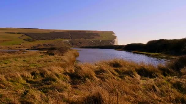 Yedi Kız Kardeş Country Park South Coast Ngiltere Eastbourne Seyahat — Stok video