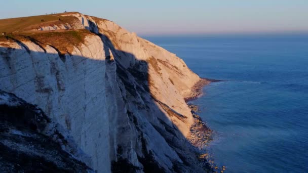 Západ Slunce Nad Bílými Útesy Pláži Sussex England Cestovní Fotografie — Stock video