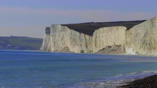 Burling Gap Pobřeží Sedmi Sester Sussexu Cestovní Fotografie — Stock video