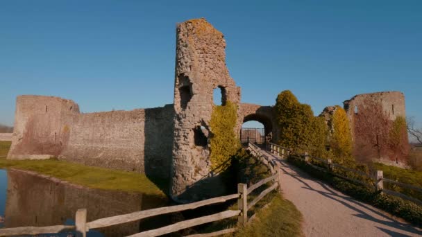 Pevensey Kasteel Sussex Ruïnes Van Middeleeuwse Kasteel — Stockvideo