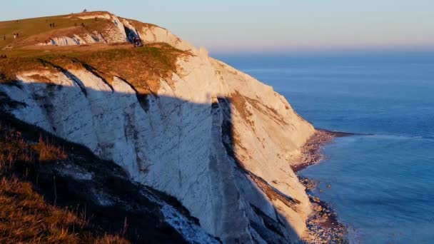 Zachód Słońca Nad Białymi Klifami Beachy Head Hrabstwie Sussex Anglii — Wideo stockowe