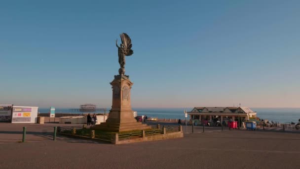 Belle Plage Brighton Promenade Bord Mer Soir Brighton Angleterre Février — Video