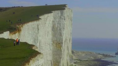 Ünlü Seven Sisters White Cliffs Sussex Ingiltere sahilinde-Eastbourne, Ingiltere-21 Şubat 2019