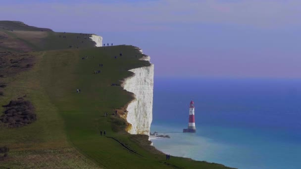 Witte Kliffen Van Seven Sisters Aan Zuidkust Van Engeland Eastbourne — Stockvideo