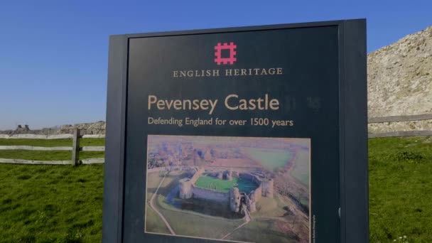 Pevensey Castle Sussex Ruinerna Medeltida Slott — Stockvideo