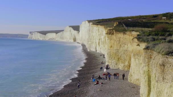 Ingiltere Nin Güney Kıyısında Seven Sisters Beyaz Kayalıkları Eastbourne Ingiltere — Stok video