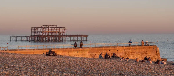 Praia Brighton Bonita Lugar Popular Verão Brighton England Fevereiro 2019 — Fotografia de Stock