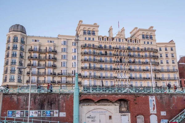Famoso Grand Hotel Brighton Seafront Brighton Inglaterra Febrero 2019 — Foto de Stock