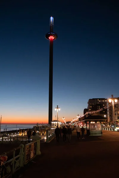 Torre Observação Brighton Beach Noite Brighton England Fevereiro 2019 — Fotografia de Stock