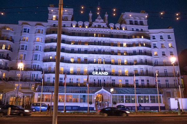 Famous Grand Hotel Brighton Seafront Brighton England Feb 2019 — стоковое фото