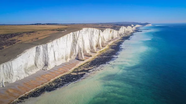 Aerial view over the White Cliffs at the English South coast — Stock Photo, Image