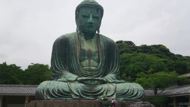 Kamakura Daibutsu Tapınağı 'ndaki ünlü Büyük Buda. — Stok video