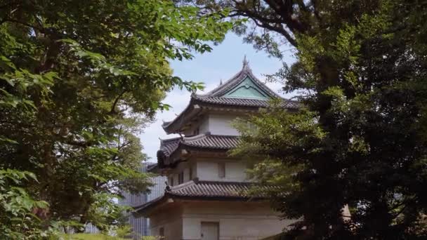 L'unica torre rimasta del Castello di Edo a Palazzo Imperiale Tokyo — Video Stock