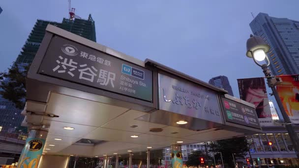 Σιδηροδρομικό σταθμό Shibuya στο Τόκιο - έναν διάσημο και δημοφιλές μέρος της πόλης - Τόκιο, Ιαπωνία - 12 Ιουνίου 2018 — Αρχείο Βίντεο
