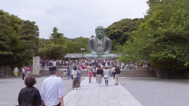 El mundialmente famoso Buda Daibutsu - la Gran Estatua de Buda en Kamakura - TOKYO, JAPÓN - 12 DE JUNIO DE 2018 — Vídeos de Stock