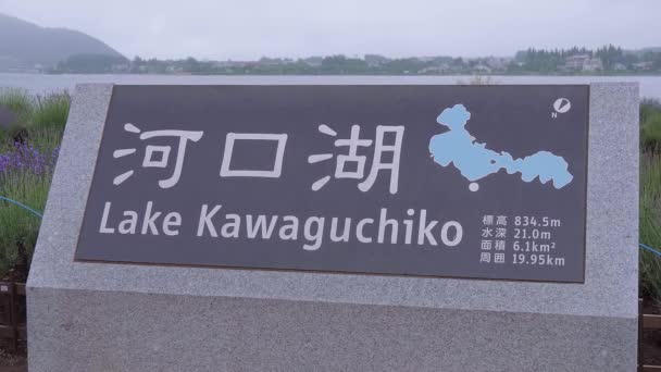 Lago Kawaguchiko no Monte Fuji no Japão - o famoso Fujiyama - KAWAGUCHIKO, JAPÃO - JUNHO 17, 2018 — Vídeo de Stock