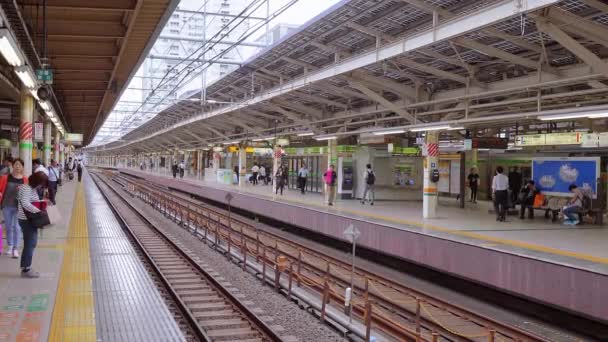 Nástupiště na nádraží Tokyo Station - Tokio, Japonsko - 12. června 2018 — Stock video