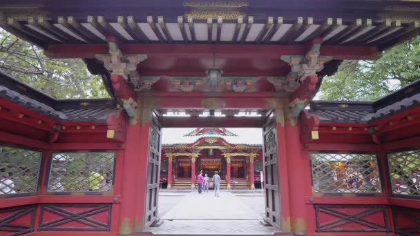 Santuário de Nezu Jinja - o famoso Santuário de Xintoísmo em Tóquio Bunkyo - TOKYO, JAPÃO - JUNHO 17, 2018 — Vídeo de Stock