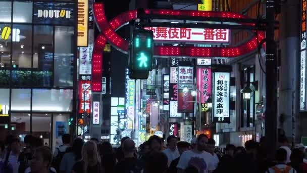 Kabukicho ворота в Синдзюку - нічне життя в Токіо - Токіо, Японія - 17 червня 2018 — стокове відео