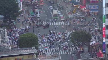 Ünlü Shibuya semti Tokyo - havadan görünümü - Tokyo, Japonya - 12 Haziran 2018