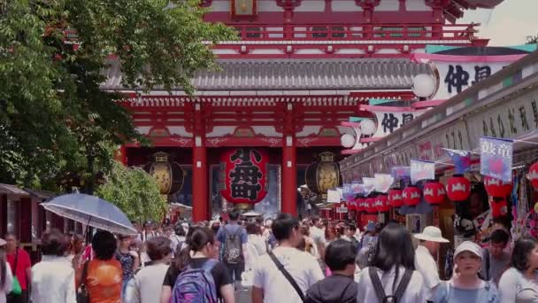 Διάσημο ορόσημο - το ναό Σενσότζι Asakusa στο Τόκιο - Τόκιο, Ιαπωνία - 19 Ιουνίου 2018 — Αρχείο Βίντεο