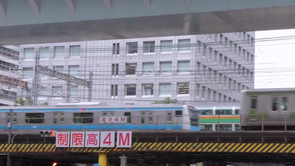 Που φθάνουν και αναχωρούν τρένα στο Τόκιο σιδηροδρομικό σταθμό - ο κεντρικός σιδηροδρομικός σταθμός της πόλης - Τόκιο, Ιαπωνία - 19 Ιουνίου 2018 — Αρχείο Βίντεο